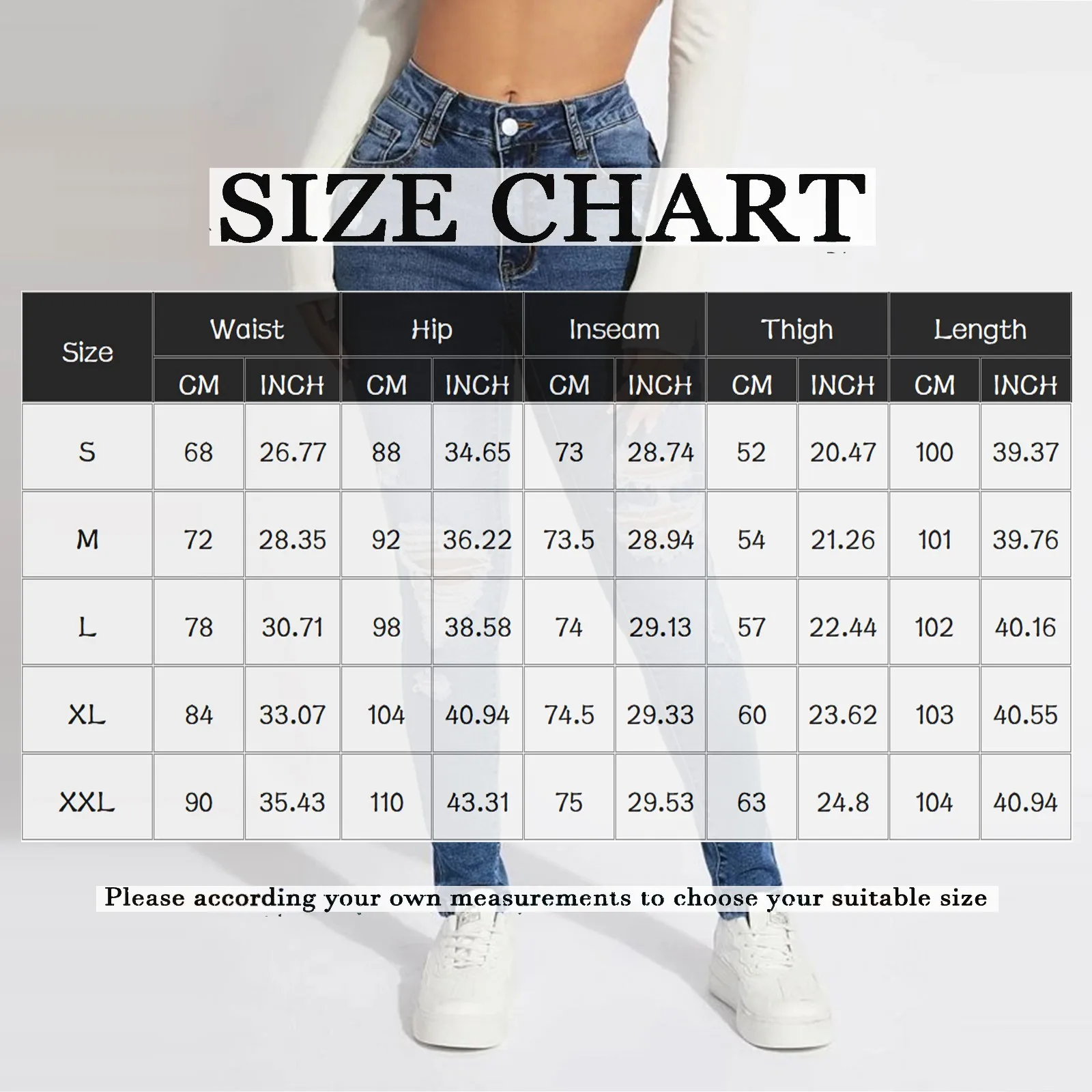 Women'S Skinny Trend Ripped Casual Fashion Small Foot Jeans Elastic Waist Drawstring Jeans Fashion Skinny Slim Ankle-Length Pant - Image 6