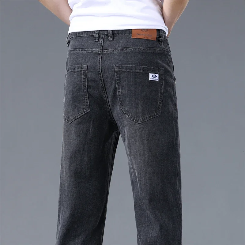Lyocell Business Jeans Men's Spring Thin Casual Straight Fashion Loose Brand Pants Comfortable Male Denim Trousers - Image 6