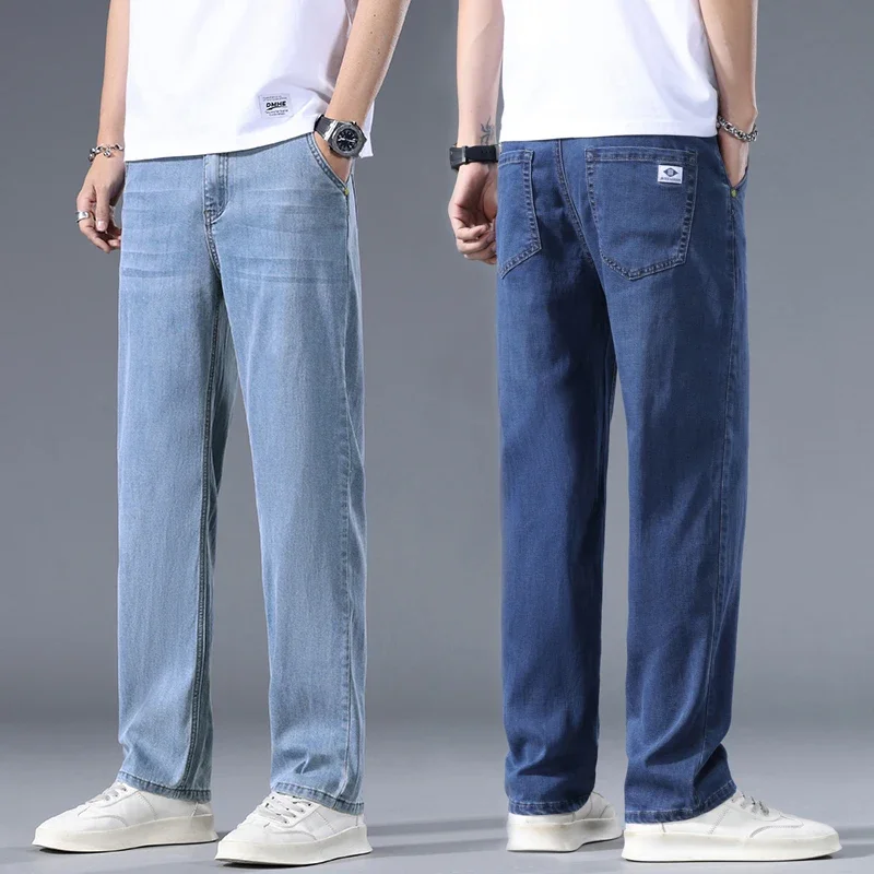 Lyocell Business Jeans Men's Spring Thin Casual Straight Fashion Loose Brand Pants Comfortable Male Denim Trousers