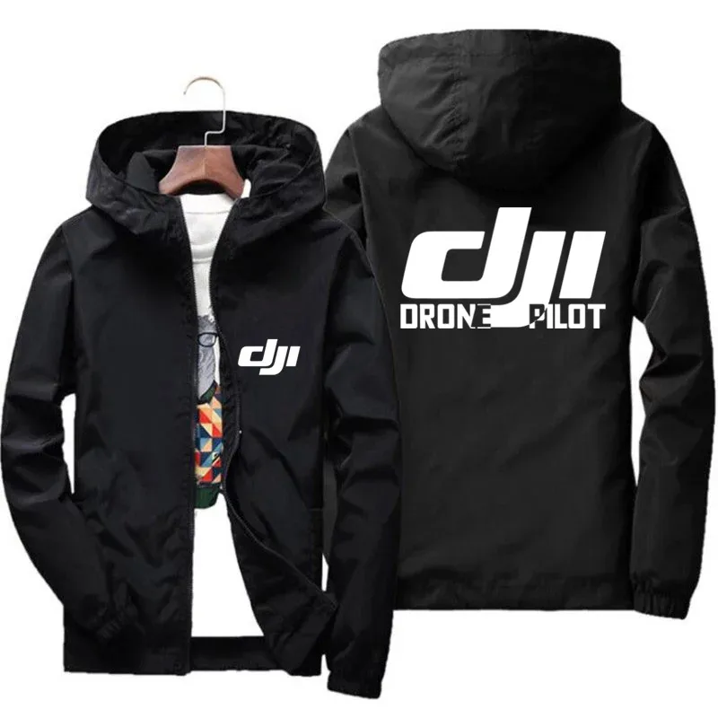 Men's Bomber Hooded DJI Drone Pilot Casual Thin Windbreaker Jackets Coat Male Outwear Sports Windproof Clothing Large Size 2024 - Image 3