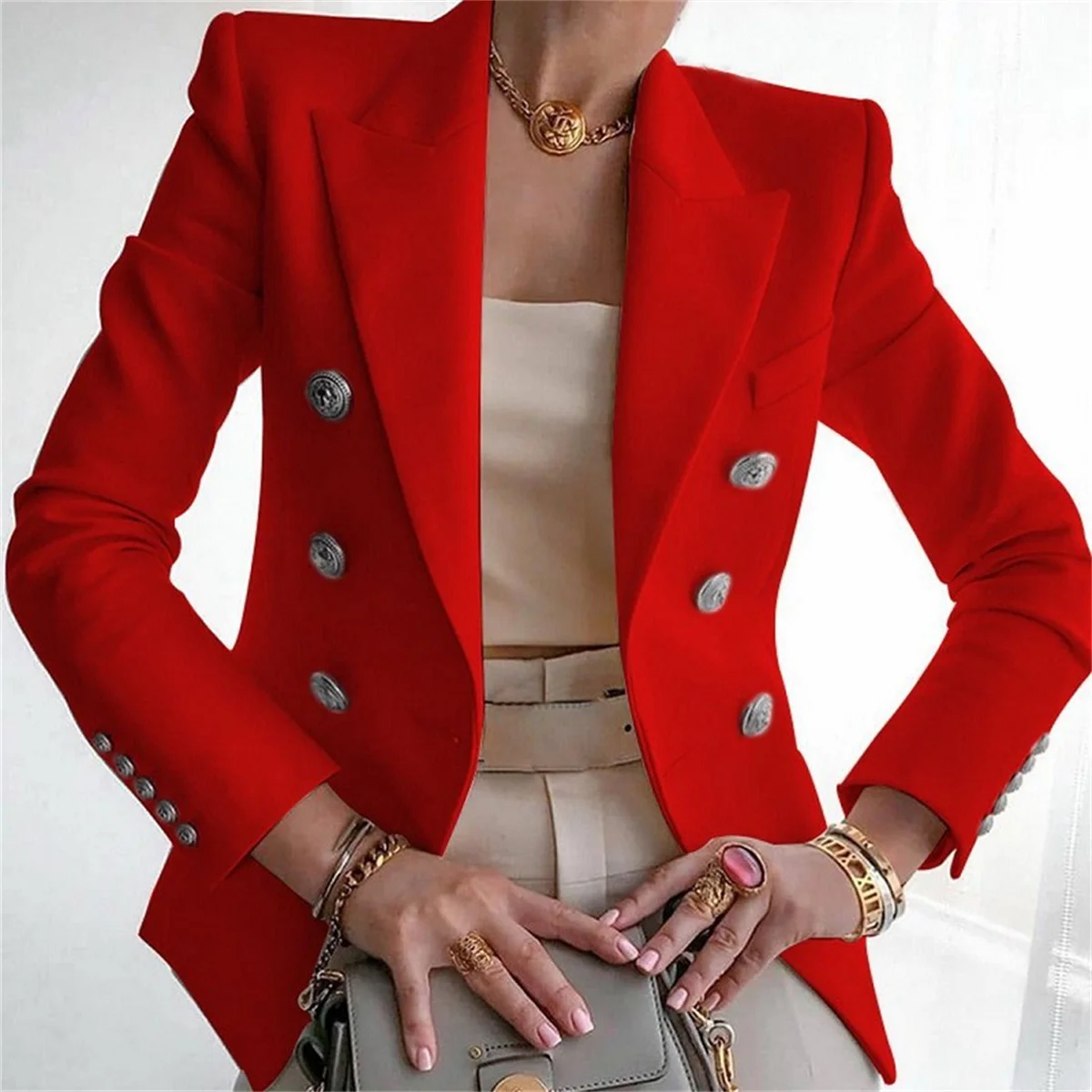 Ladies Fashion Solid Coat Luxury Female Coats Casual Blazer Korean Spring Autumn Clothing Women Slim Suit Coat Office Jacket - Image 6
