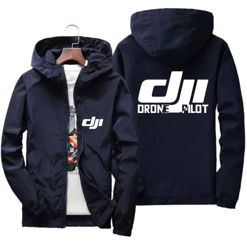 Men's Bomber Hooded DJI Drone Pilot Casual Thin Windbreaker Jackets Coat Male Outwear Sports Windproof Clothing Large Size 2024 - Image 6