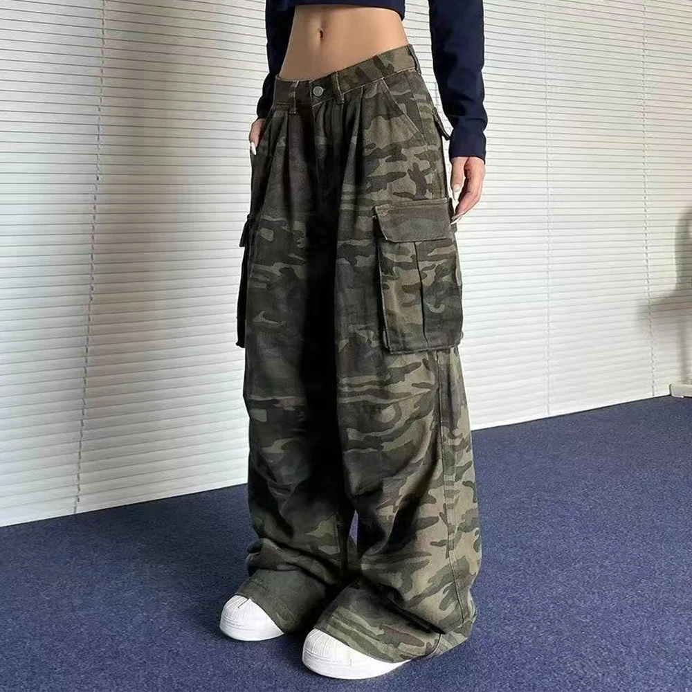 Mia Muse Pants Spring Summer Streetwear Camouflage Pockets Natural Waist Full Length Casual Pants For Women - Image 4