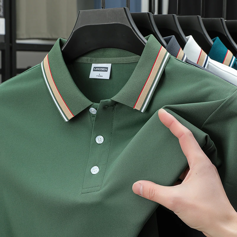 New Summer High Quality Fashion Golf Lapel Polo Short Sleeve Business Men Design Breathable Casual Cool T-shirt Top - Image 3