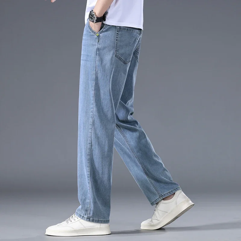 Lyocell Business Jeans Men's Spring Thin Casual Straight Fashion Loose Brand Pants Comfortable Male Denim Trousers - Image 4