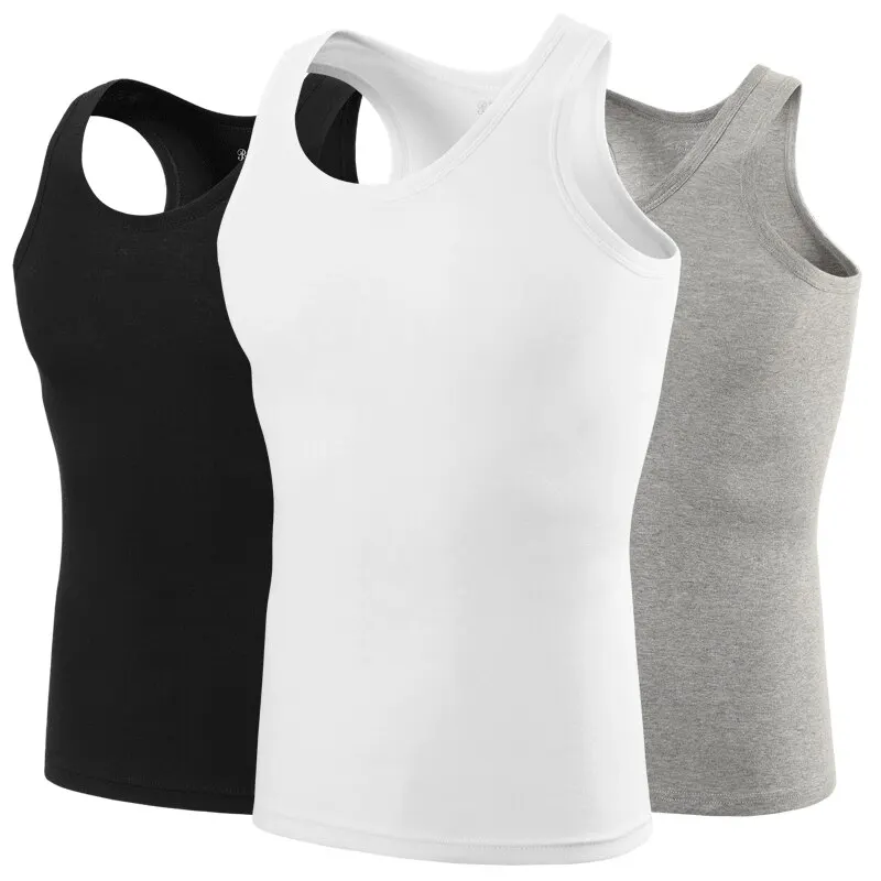5/3/1 Pack Men To Multi-size Solid Color Tight Vests For Teenagers Comfortable Cotton Sleeveless T-shirts Sports Running Tops - Image 5