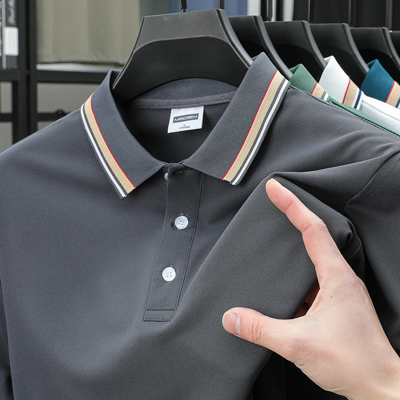 New Summer High Quality Fashion Golf Lapel Polo Short Sleeve Business Men Design Breathable Casual Cool T-shirt Top - Image 2