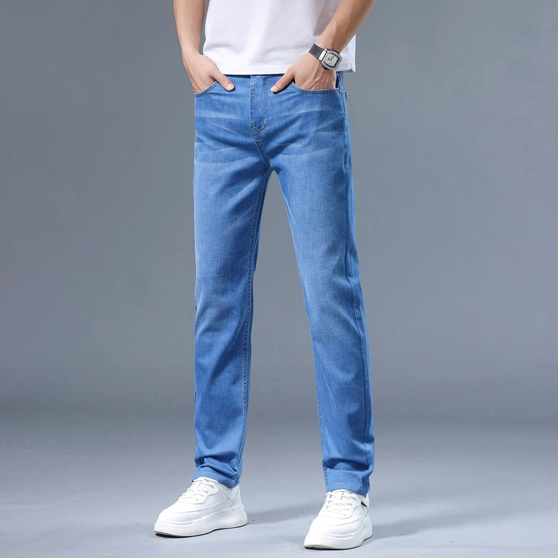 New Men's Summer Loose Straight Trendy Casual Men's Pants with Elastic Versatile Denim Jeans Male Classic Fashion - Image 2