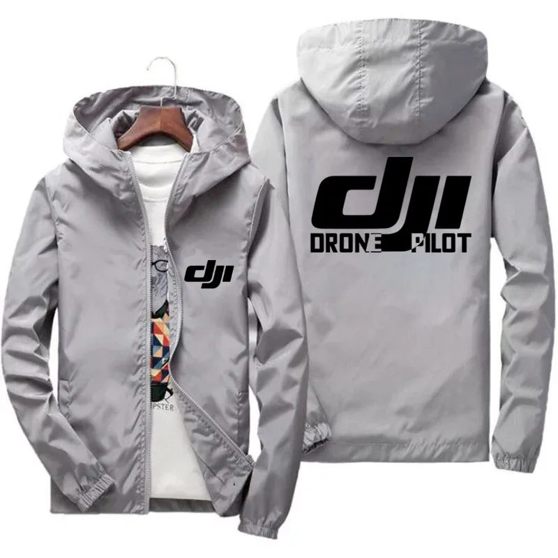 Men's Bomber Hooded DJI Drone Pilot Casual Thin Windbreaker Jackets Coat Male Outwear Sports Windproof Clothing Large Size 2024 - Image 4