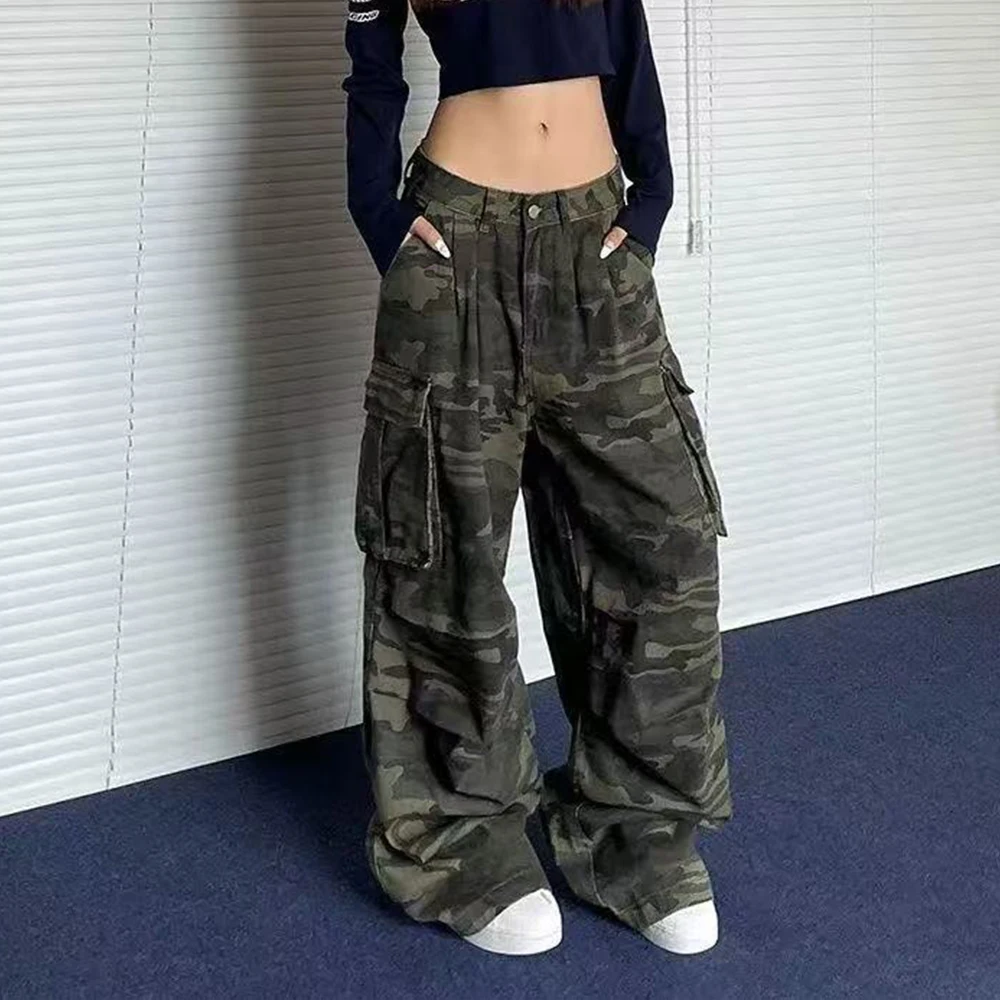 Mia Muse Pants Spring Summer Streetwear Camouflage Pockets Natural Waist Full Length Casual Pants For Women - Image 3