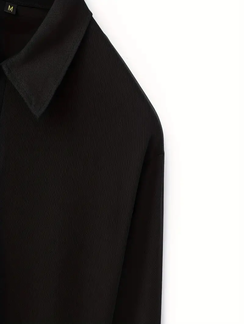 Spring and Autumn Classic Men's Fashion Button Solid Color Long Sleeve Collar Shirt Men's Sports Breathable Casual Polo Shirt - Image 5