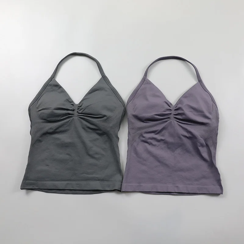 Impact Longline Strappy Top Women Seamless Yoga Tank Tops Ruched Backless Gym Clothes Workout Sleeveless Shirts With Buit In Bra - Image 4